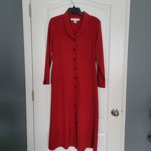 Vintage David Warren red dress button down size 6P